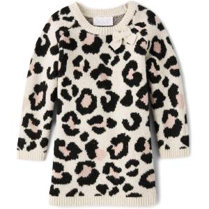 The Children’s Place Baby and Toddler Girls’ Long Sleeve Sweater Dress(Leopard)