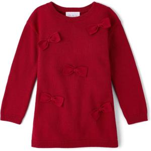 The Children’s Place Baby and Toddler Girls’ Long Sleeve Sweater Dress(Red Bows)