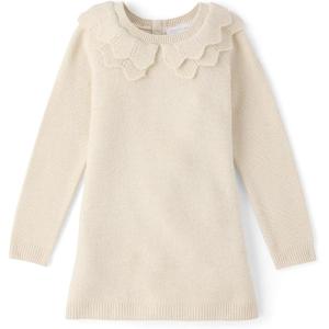The Children’s Place Baby and Toddler Girls’ Long Sleeve Sweater Dress(White Daisy)