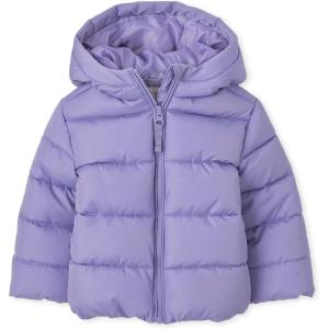 The Children’s Place Baby and Toddler Girls’ Medium Weight Wind-Resistant, Water-Resistant Puffer Jacket(Lavender)
