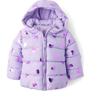 The Children’s Place Baby and Toddler Girls’ Medium Weight Wind-Resistant, Water-Resistant Puffer Jacket(Lovely Lavander)
