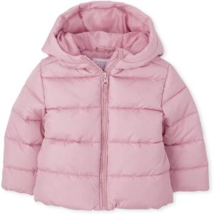 The Children’s Place Baby and Toddler Girls’ Medium Weight Wind-Resistant, Water-Resistant Puffer Jacket(Rose Quartz)