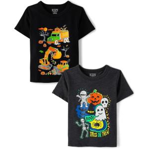 The Children’s Place Baby-Boys and Toddler All Holidays,Birthdays Short Sleeve Graphic T-Shirts,2 Pack(Candy Construction/Trick Or Treat)