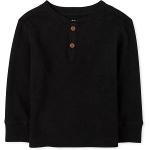 The Children’s Place Baby-Boys and Toddler Boys Long Sleeve Thermal Henley Top(Black)