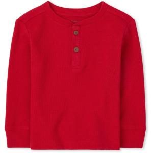 The Children’s Place Baby-Boys and Toddler Boys Long Sleeve Thermal Henley Top(Classic Red)