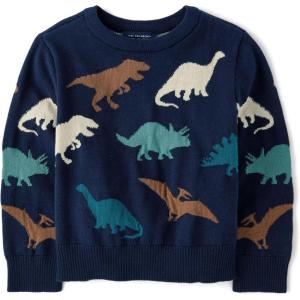 The Children’s Place Baby-Boys and Toddler Long Sleeve Crew Neck Pullover Sweater(Navy Dino Print)