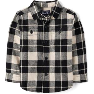 The Children’s Place Baby-Boys and Toddler Long Sleeve Plaid Flannel Button Up Shirt(Buffalo Plaid)