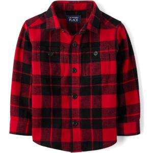 The Children’s Place Baby-Boys and Toddler Long Sleeve Plaid Flannel Button Up Shirt(Red Buffalo Plaid)