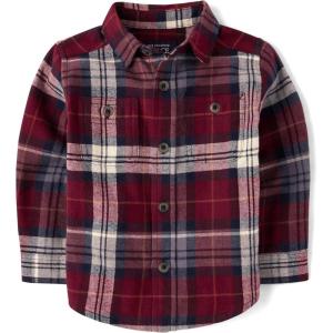 The Children’s Place Baby-Boys and Toddler Long Sleeve Plaid Flannel Button Up Shirt(Redwood Plaid)
