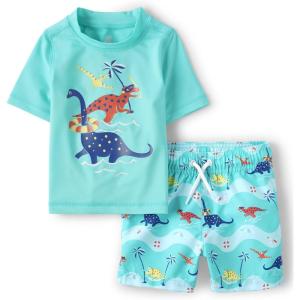 The Children’s Place Baby-Boys and Toddler Short Sleeve Rashguard and Bottoms(Dino Beach Day)