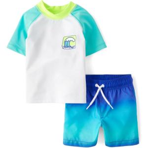 The Children’s Place Baby-Boys and Toddler Short Sleeve Rashguard and Bottoms(Renew Blue)