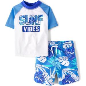 The Children’s Place Baby-Boys and Toddler Short Sleeve Rashguard and Bottoms(Surf Vibes)