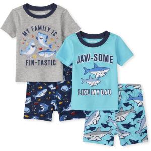 The Children’s Place Baby-Boys and Toddler Snug Fit 100% Cotton Short Sleeve Top and Shorts 2-Piece Pajama Set(Jawsome Sharks)