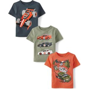 The Children’s Place Baby-Boys and Toddler Sports,Cars,Trucks Short Sleeve Graphic T-Shirts,3 Pack(Racecar/Racecar Trio/Racecar Scene)