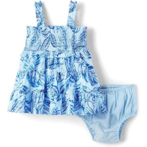 The Children’s Place Baby-Girls and Newborn Casual Short Sleeve Dress with Diaper Cover(Blue Floral)