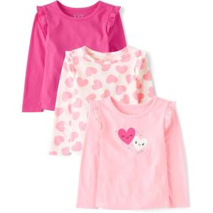 The Children’s Place Baby-Girls and Toddler Assorted Long Sleeve Knit Shirt(Hearts/Pink Hearts/Pink)
