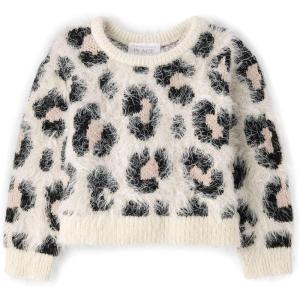 The Children’s Place Baby-Girls and Toddler Long Sleeve Crew Neck Pullover Sweater(Leopard)