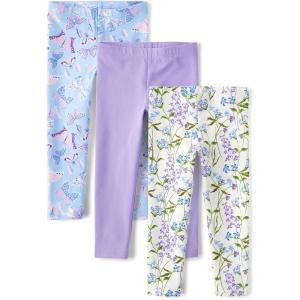 The Children’s Place Baby-Girls and Toddler Printed Leggings, Multipacks(Butterflies/Purple/Floral 3-pack)
