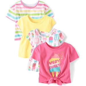 The Children’s Place Baby-Girls and Toddler Short Sleeve Everyday Casual Knit Shirt(Popsicle 4-pack)
