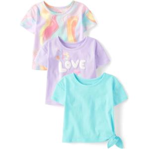 The Children’s Place Baby-Girls and Toddler Short Sleeve Everyday Casual Knit Shirt(Purple Ribbon 3-pack)