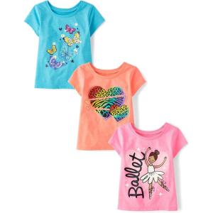 The Children’s Place Baby-Girls and Toddler Unicorns,Butterflies,Trends Short Sleeve Graphic T-Shirts,3 Pack(Ballet/Butterflies/Hearts)