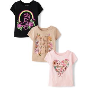 The Children’s Place Baby-Girls and Toddler Unicorns,Butterflies,Trends Short Sleeve Graphic T-Shirts,3 Pack(Boot/Small Town Girl/Western Heart)