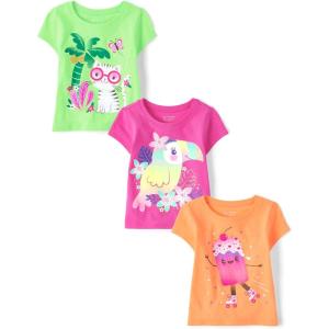 The Children’s Place Baby-Girls and Toddler Unicorns,Butterflies,Trends Short Sleeve Graphic T-Shirts,3 Pack(Hawaiian 3-pack)