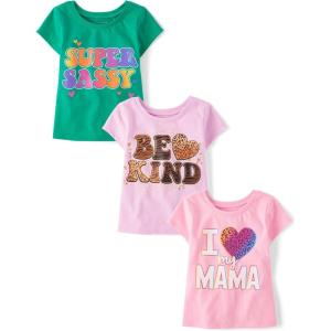 The Children’s Place Baby-Girls and Toddler Unicorns,Butterflies,Trends Short Sleeve Graphic T-Shirts,3 Pack(Heart Mama/Be Kind/Super Sassy)