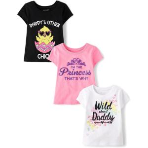 The Children’s Place Baby-Girls and Toddler Unicorns,Butterflies,Trends Short Sleeve Graphic T-Shirts,3 Pack(Wild/Dad Chick/Princess)