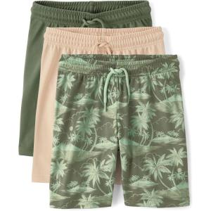 The Children’s Place Boys Athletic Basketball Shorts(Tropical/Solid 3-pack)