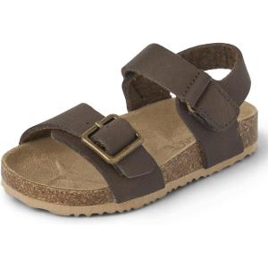 The Children’s Place Boy’s Baby Toddler Casual Adjustable Double Buckle Flat Sandals Slide(Brown)