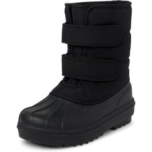 The Children’s Place Boys’ Faux Fur Trim Winter Snow Boot(Black/Black)