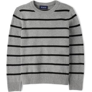 The Children’s Place Boys Long Sleeve Crew Neck Pullover Sweater(Smoke Gauge Stripe)