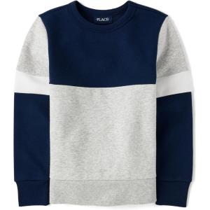 The Children’s Place Boys Long Sleeve Crew Neck Pullover Sweater(Tidal Colorblock)