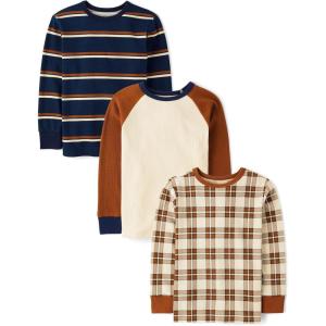 The Children’s Place Boys’ Long Sleeve Everyday Casual Knit Shirt(Harvest Colors 3-pack)
