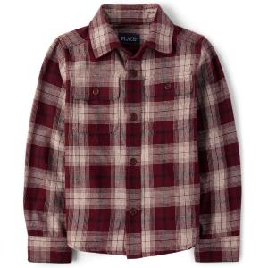The Children’s Place Boys’ Long Sleeve Flannel Button Down Shirt(Logan Plaid)