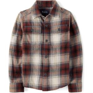 The Children’s Place Boys’ Long Sleeve Flannel Button Down Shirt(Terra Plaid)