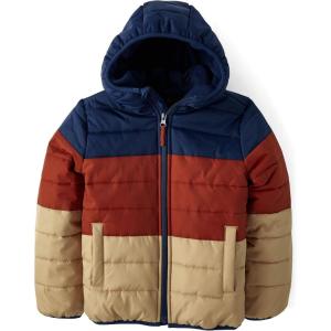 The Children’s Place Boys’ Medium Weight Puffer Jacket, Wind, Water-Resistant(Tidal Colorblock)