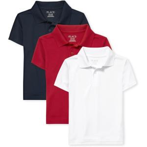 The Children’s Place Boys Multipack Short Sleeve Performance Polos(Nautico/Classic Red/White 3-pack)
