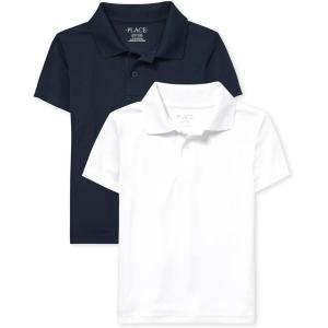 The Children’s Place Boys Multipack Short Sleeve Performance Polos(Nautico/White 2-pack)