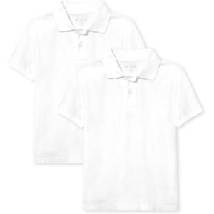 The Children’s Place Boys’ Short Sleeve Pique Polo, 2 Pack(White)