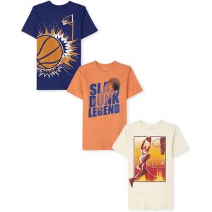 The Children’s Place Boys Sports Short Sleeve Graphic T-Shirts, Multipacks(Basketball Slam 3-pack)