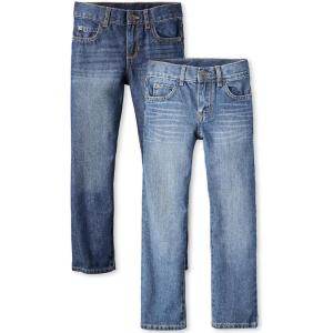 The Children’s Place Boys’ Straight Leg Jeans(Carbon Blue/Dark Jupiter 2-pack)