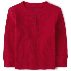 The Children’s Place Boys and Toddler Long Sleeve Thermal Henley Shirt(Classic Red)