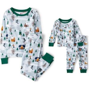 The Children’s Place Family Matching, Christmas and Holiday Pajama Sets, Cotton(Blue Ski)