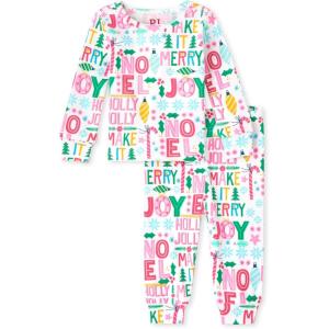 The Children’s Place Family Matching, Christmas and Holiday Pajama Sets, Cotton(Merry Joy Pink)