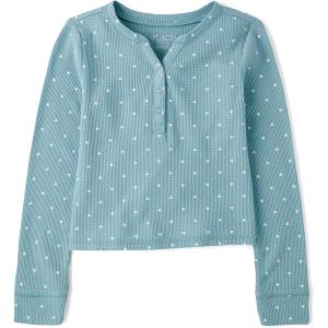 The Children’s Place Girls Basic Long Sleeve Thermal Henley Tops(Artic Blue)