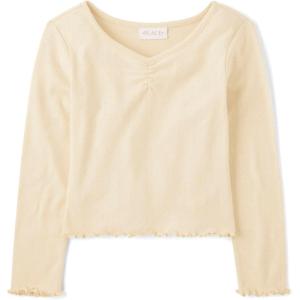 The Children’s Place Girls’ Basic Long Sleeve V-Neck Knit Shirts(Frappe)