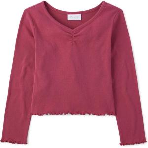 The Children’s Place Girls’ Basic Long Sleeve V-Neck Knit Shirts(Windsor Rose)