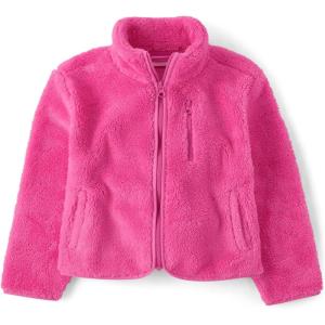 The Children’s Place Girls’ Cozy Sherpa Full-Zip Jacket(Pink Summer)